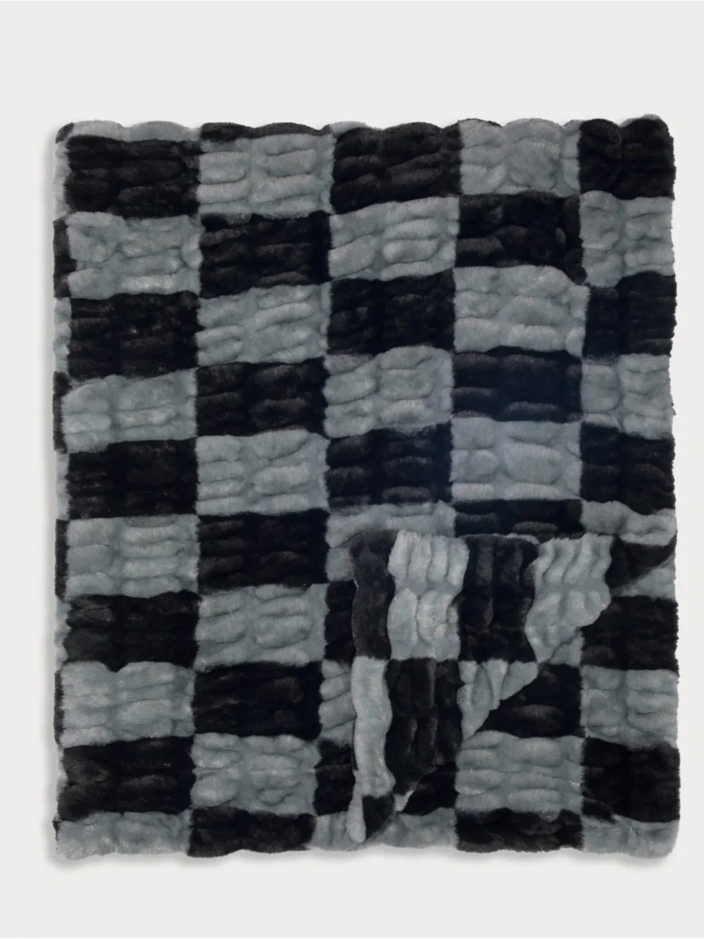 Lola Blankets/Grey Check Faux Fur Luxury/Throw/Blanket/Size L/NWT! NIB! SEALED!